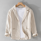 Men's linen blazer relaxed fit, breathable summer jacket