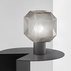Table lamp with smoke gray glass shade, modern retro E27 1-light design