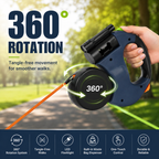 Dual retractable dog leash 10FT with built-in flashlight and tangle-free 360° rotation