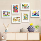 Photo frame A4 magnetic flip vertical design in black, white, and wood color