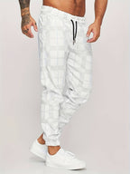 Men polyester jogger pants regular fit in grey black and white