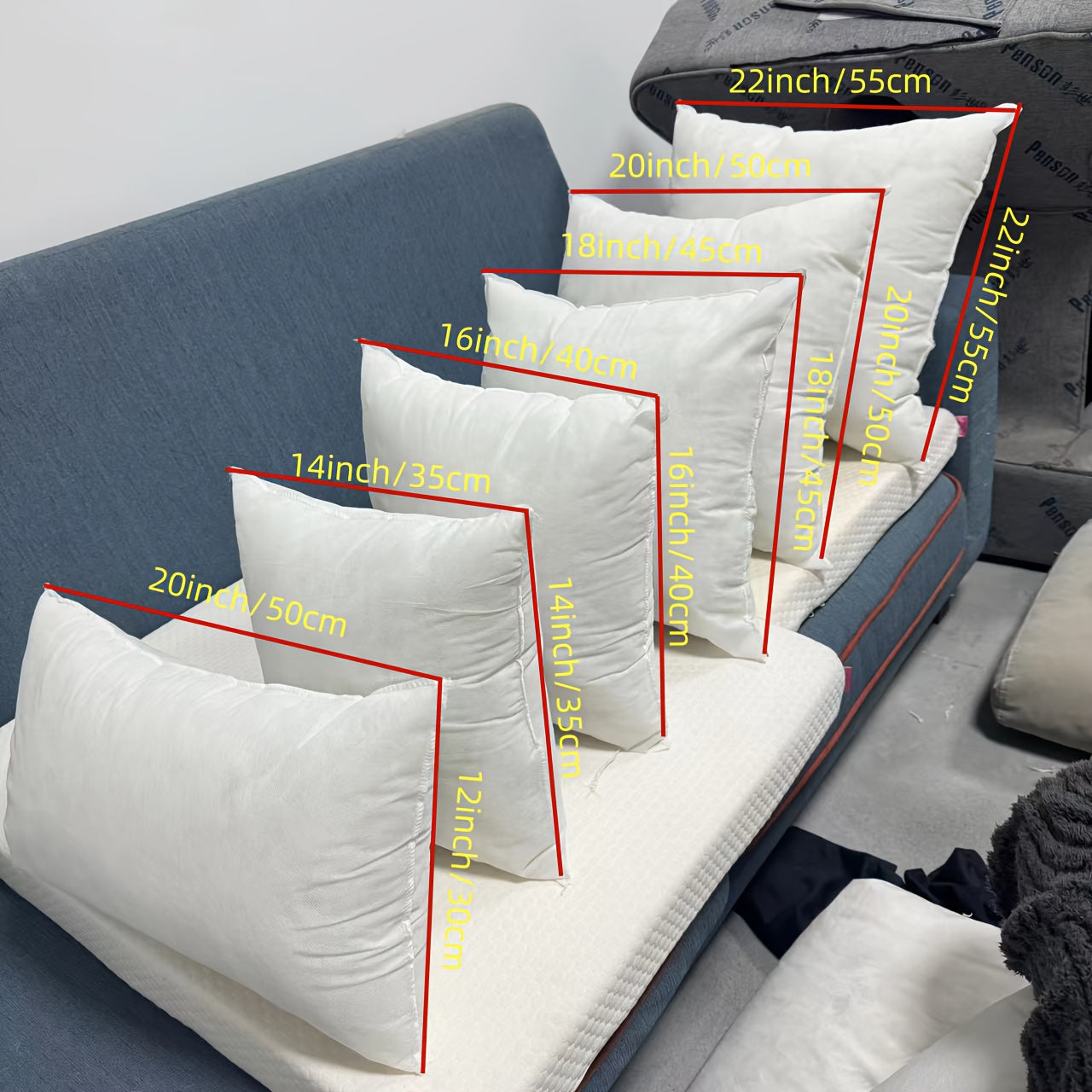 White non-woven pillow inserts 2-pack, high elasticity, for sofa and bed use