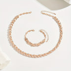 Women fishtail necklace with glass rhinestones in rose gold and silver