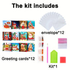 Diamond painting greeting cards 12-piece Christmas and New Year mosaic set