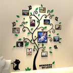 3D acrylic photo tree wall decor, self-adhesive family photo frame display