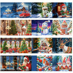 Diamond painting Christmas cards DIY kit with Santa and animal designs, 12pcs multicolor