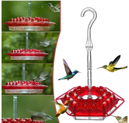 Ant proof hummingbird feeder outdoor hanging with 30 ports and built-in ant moat, 12 oz