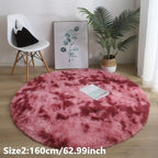 Round plush rug tie-dye soft non-slip, living room bedroom yoga mat