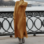 Women's winter knit midi dress with pockets and side slit, available in multiple colours