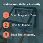 Kids drawing display frame rotating art frame stores 150 drawings, available in multiple colors