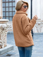 Women's mid-length coat with classic lapel collar, tailored fit outerwear