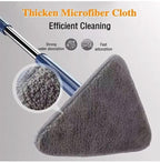 360 triangular spin mop with push-pull wringing and microfiber pad, extendable handle