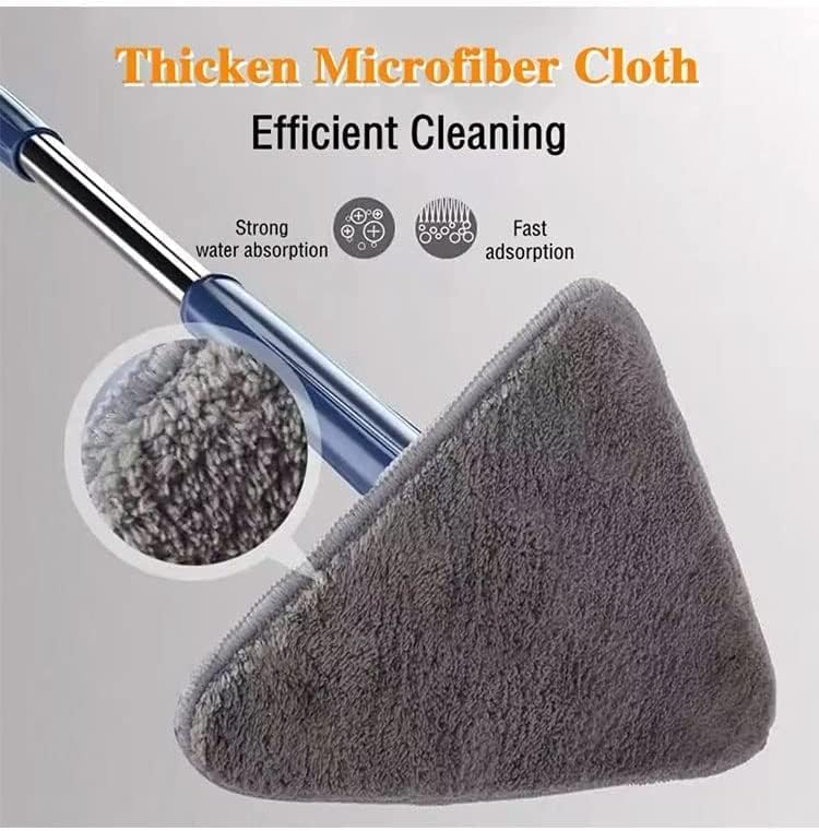 360 triangular spin mop with push-pull wringing and microfiber pad, extendable handle
