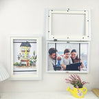 Magnetic photo frames set of 2, interchangeable with mat, A4 and A6, black and wood grain