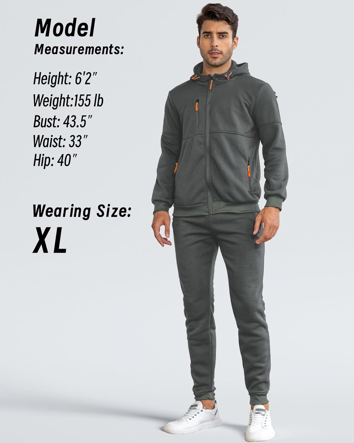 Men's tracksuit set slim fit, lightweight breathable pullover and trousers, casual sporty