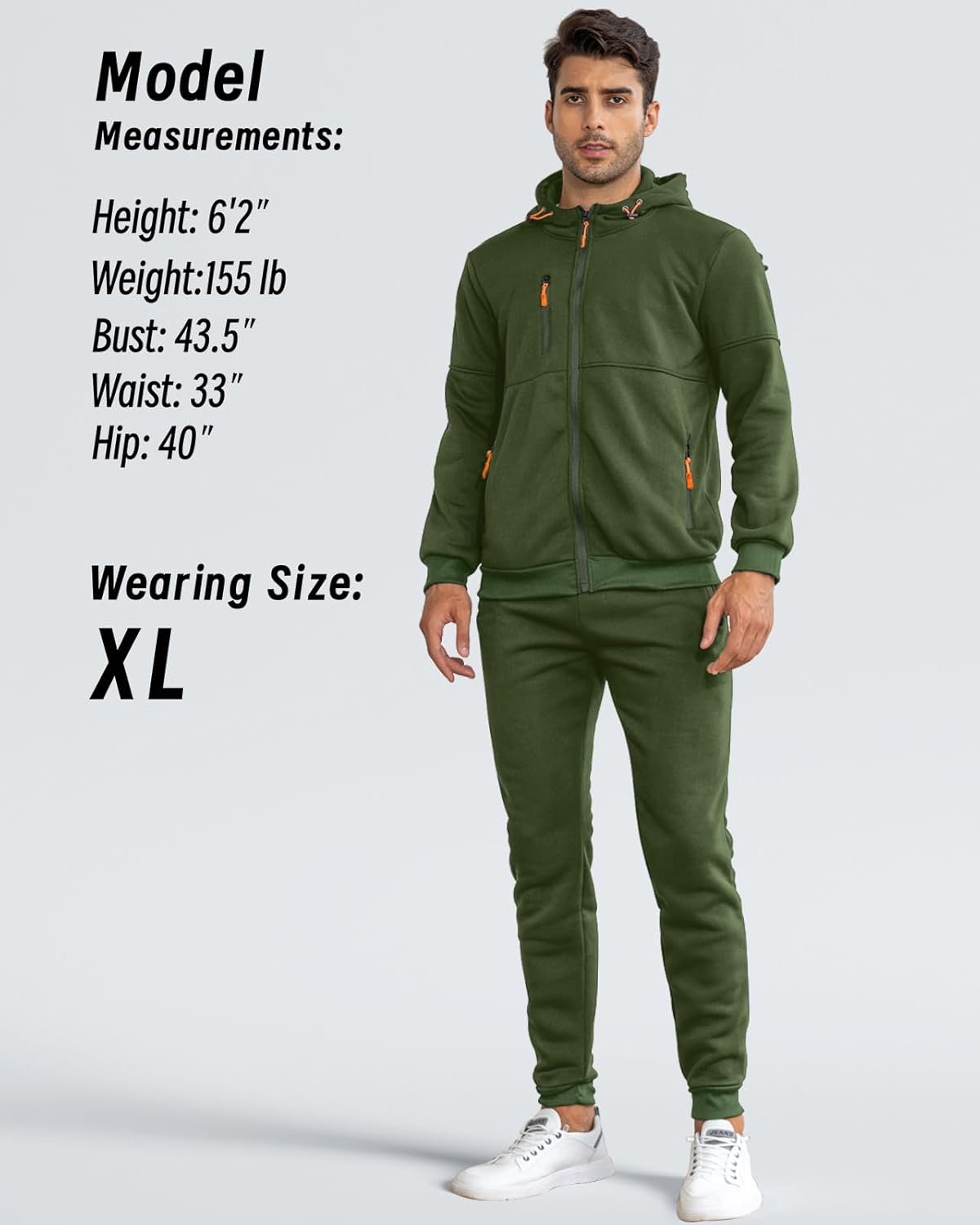 Men's tracksuit set slim fit, lightweight breathable pullover and trousers, casual sporty