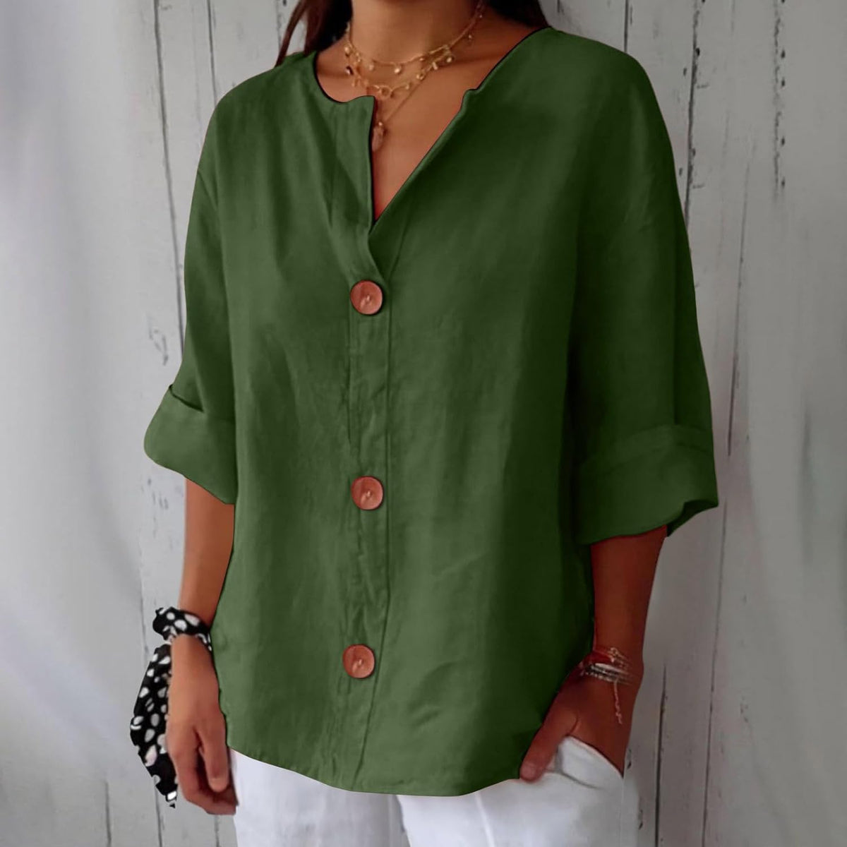 Women linen blouse relaxed fit lightweight spring summer top