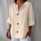 Women linen blouse relaxed fit lightweight spring summer top