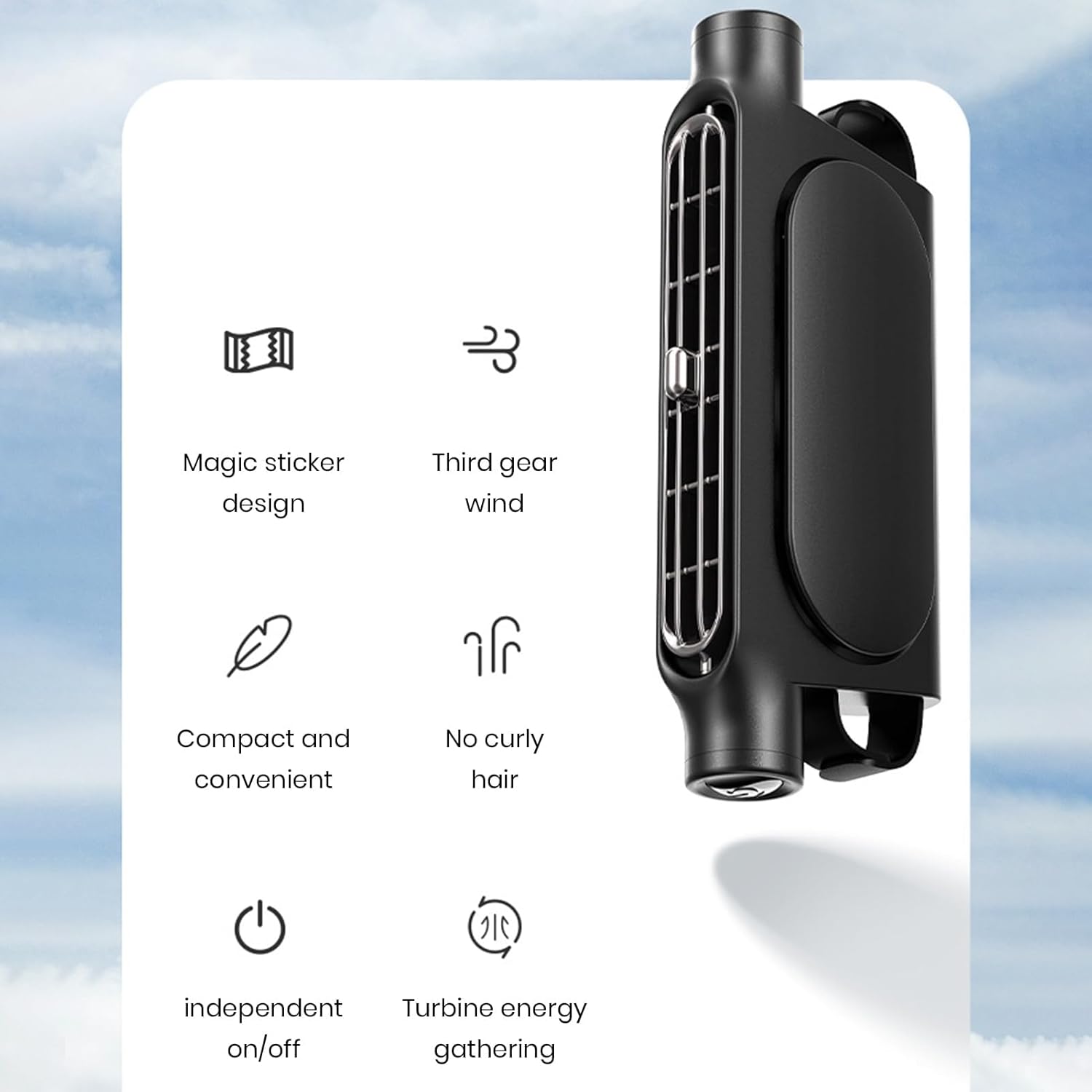USB car cooling fan with headrest mount, bladeless 3-speed twin pack