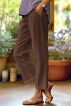 Women's summer trousers wide leg elasticated waist relaxed fit S to 5XL