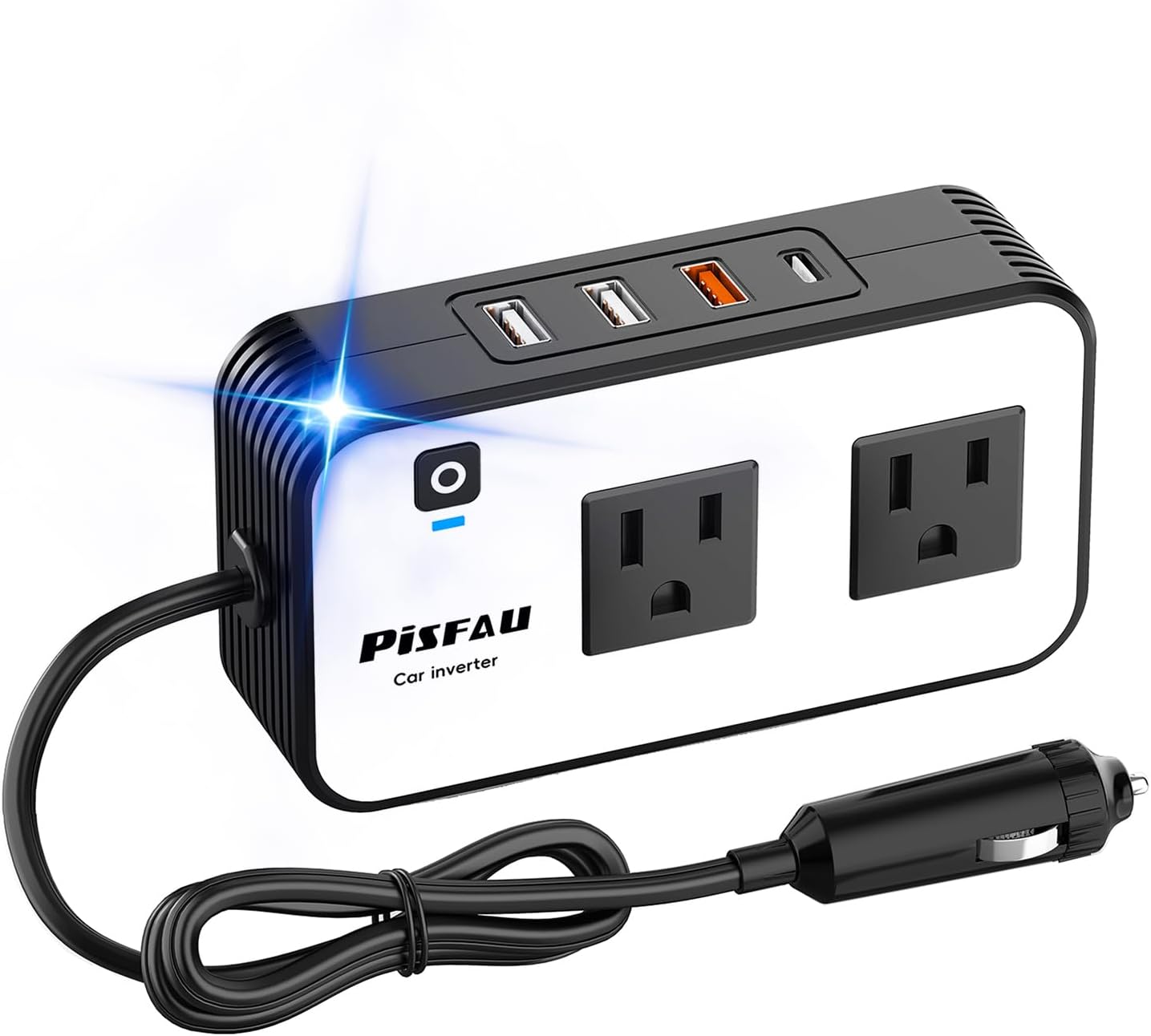 Car Power Inverter 200W DC 12V to 220V AC with USB-C and fast charge ports