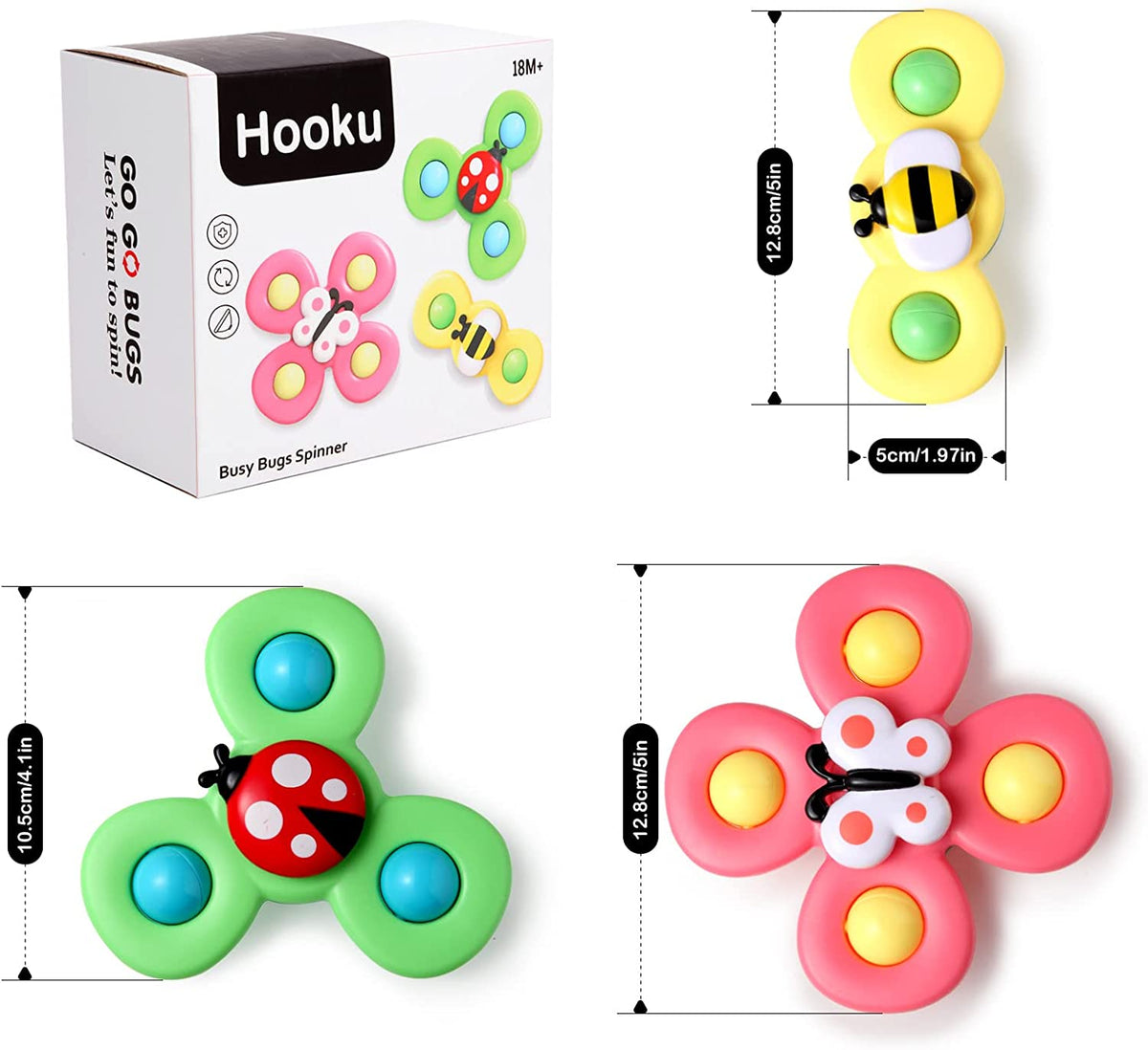 Bath toy spinner for toddlers, BPA-free sensory water play toy, 18x7.5x13cm