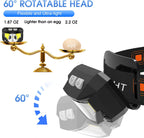LED headlamp 2-pack rechargeable with motion sensor, 1200 lumen IPX4 waterproof