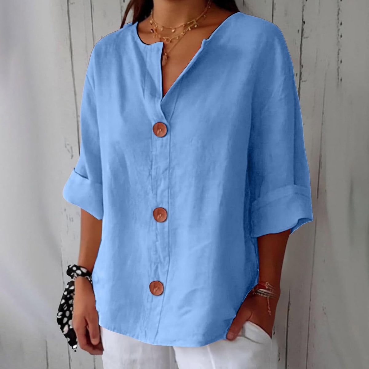 Women linen blouse relaxed fit lightweight spring summer top