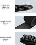 USB car cooling fan with headrest mount, bladeless 3-speed twin pack