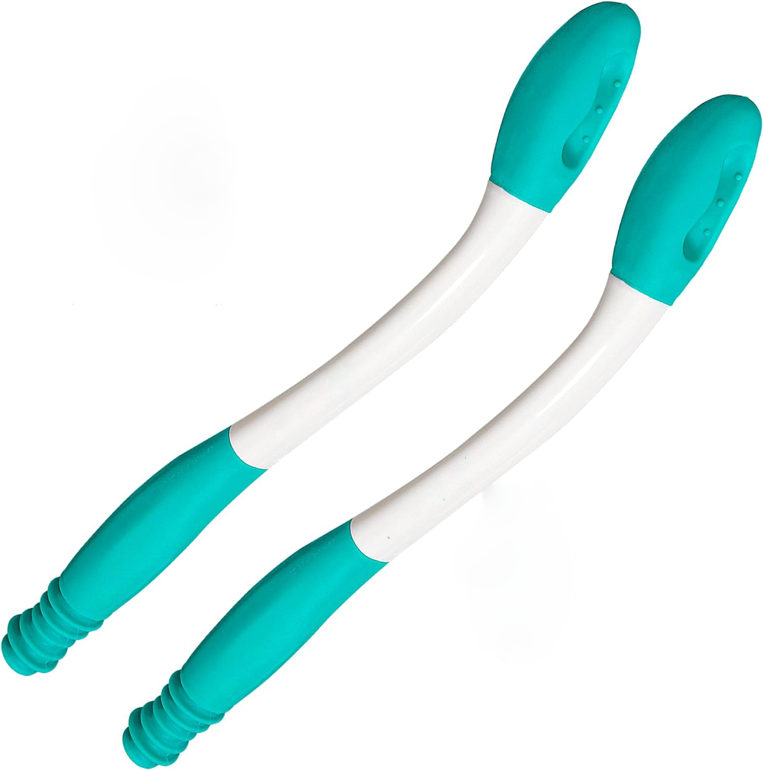 Toilet aid for wiping long reach 15-inch ergonomic handle 2-piece butt wiper set
