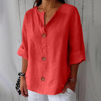 Women linen blouse relaxed fit lightweight spring summer top
