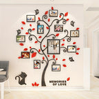 3D acrylic photo tree wall decor, self-adhesive family photo frame display