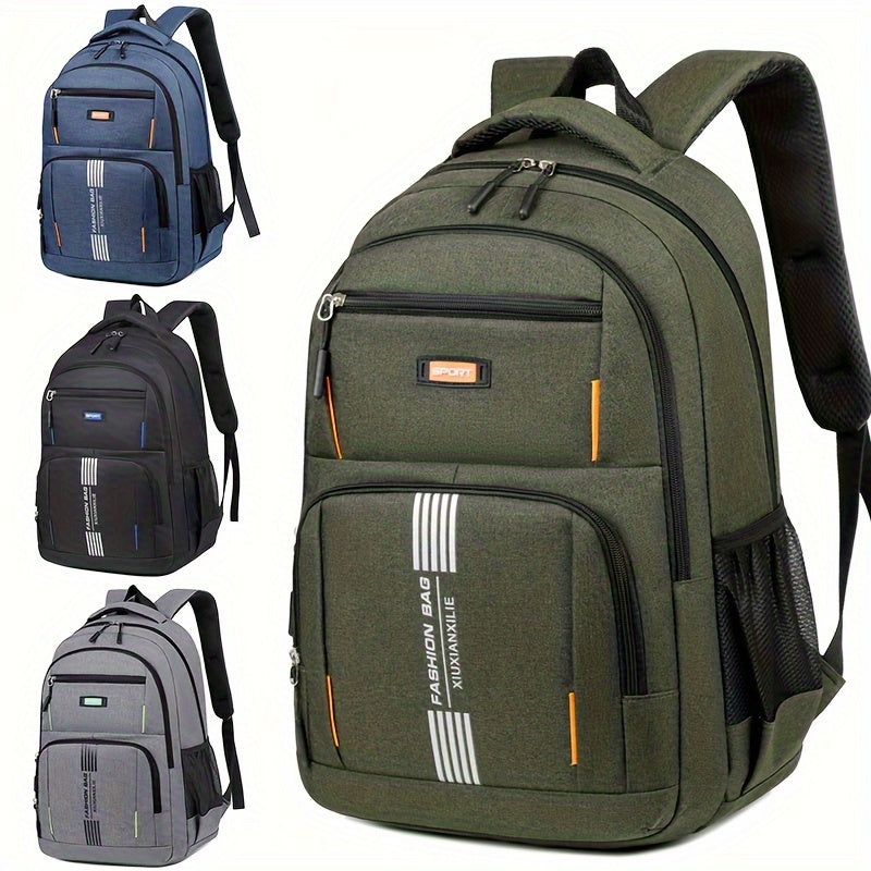 Men full grain leather backpack with buckle closure and adjustable straps