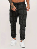 Men polyester jogger pants regular fit in grey black and white
