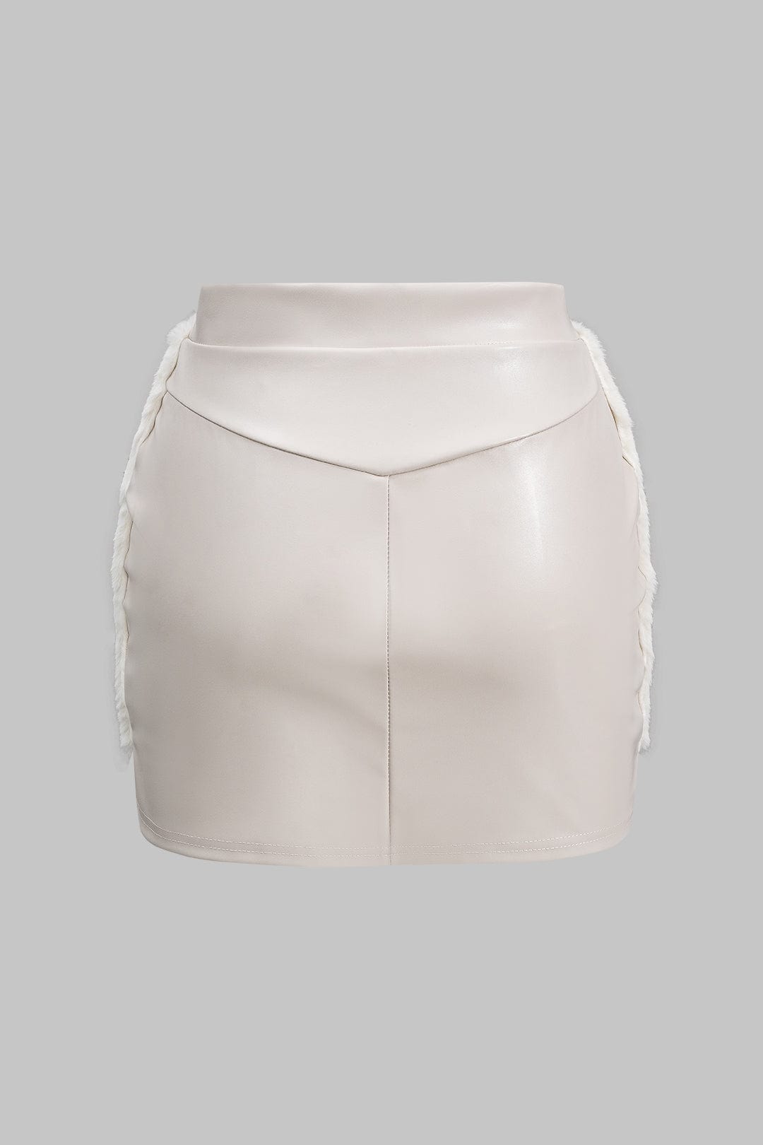 Faux leather co-ord set women's sleeveless top and mini skirt with faux fur trim
