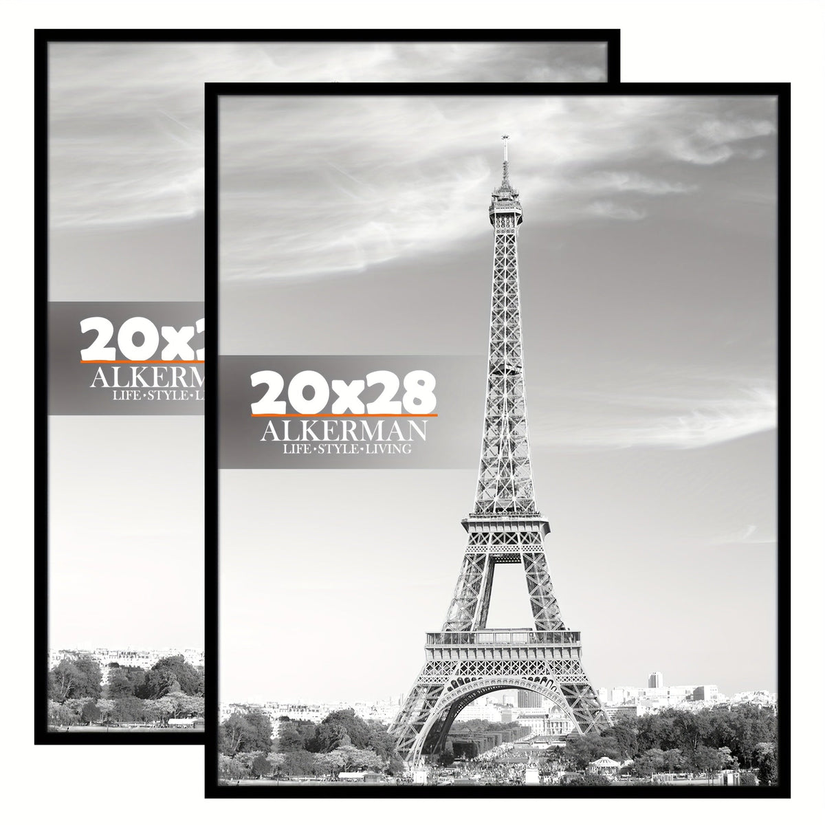 Black wall photo frames set of 2 for posters and artwork, vertical mounting