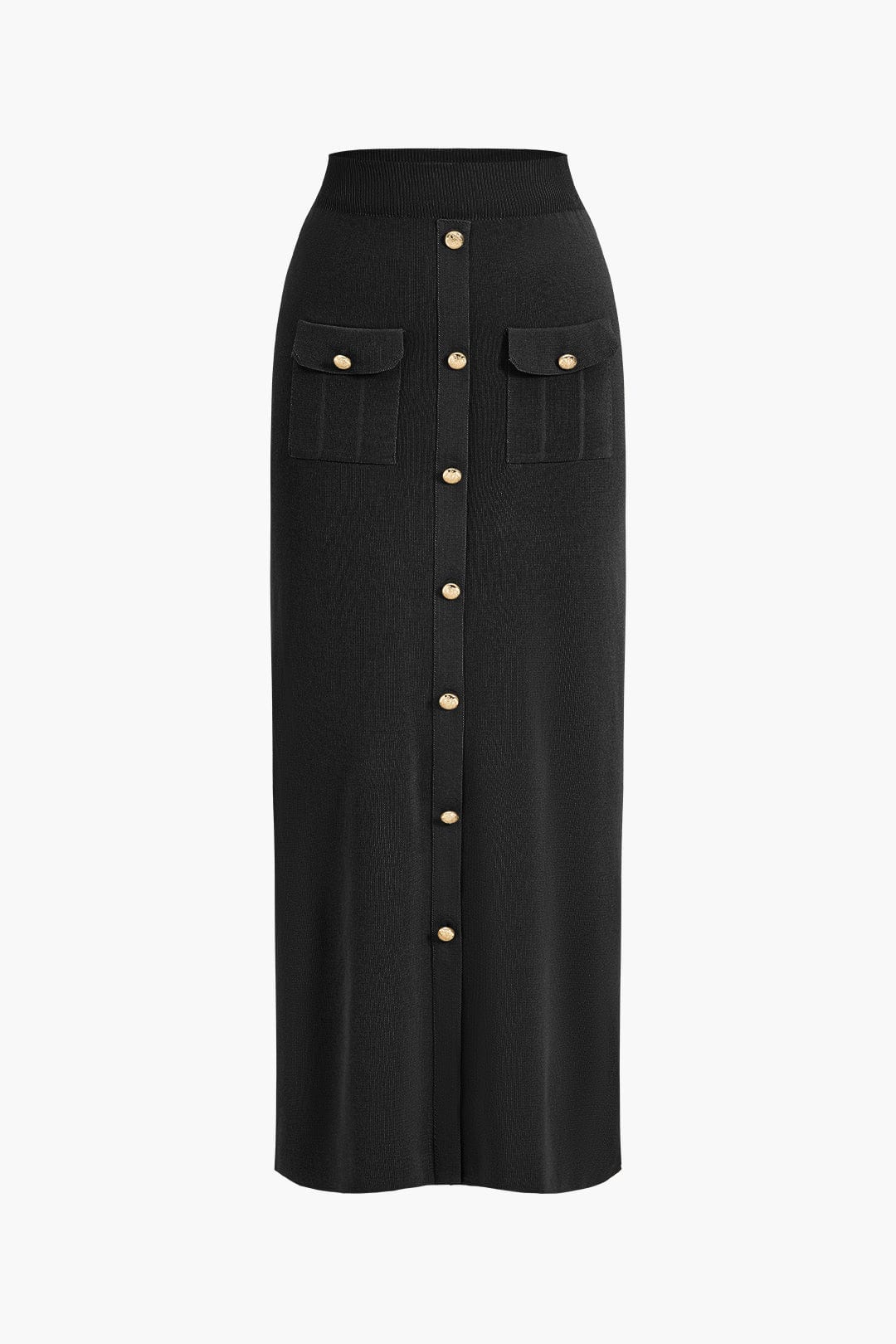 Women 2 piece knit blazer skirt set ribbed with gold button detail