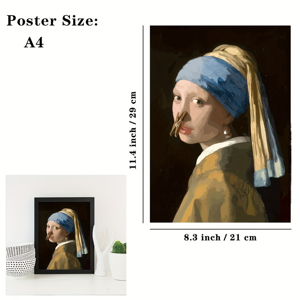 Funny bathroom wall poster, waterproof canvas, 15.7x11.4 inch