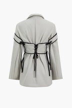Women's blazer and corset two-piece set with lace-up detail, tailored silhouette