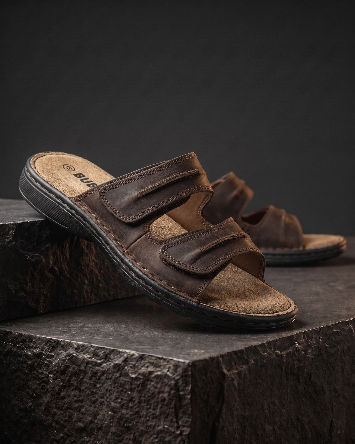 Mens Sandals Genuine Leather Sliders Casual Open Toe Summer Shoes