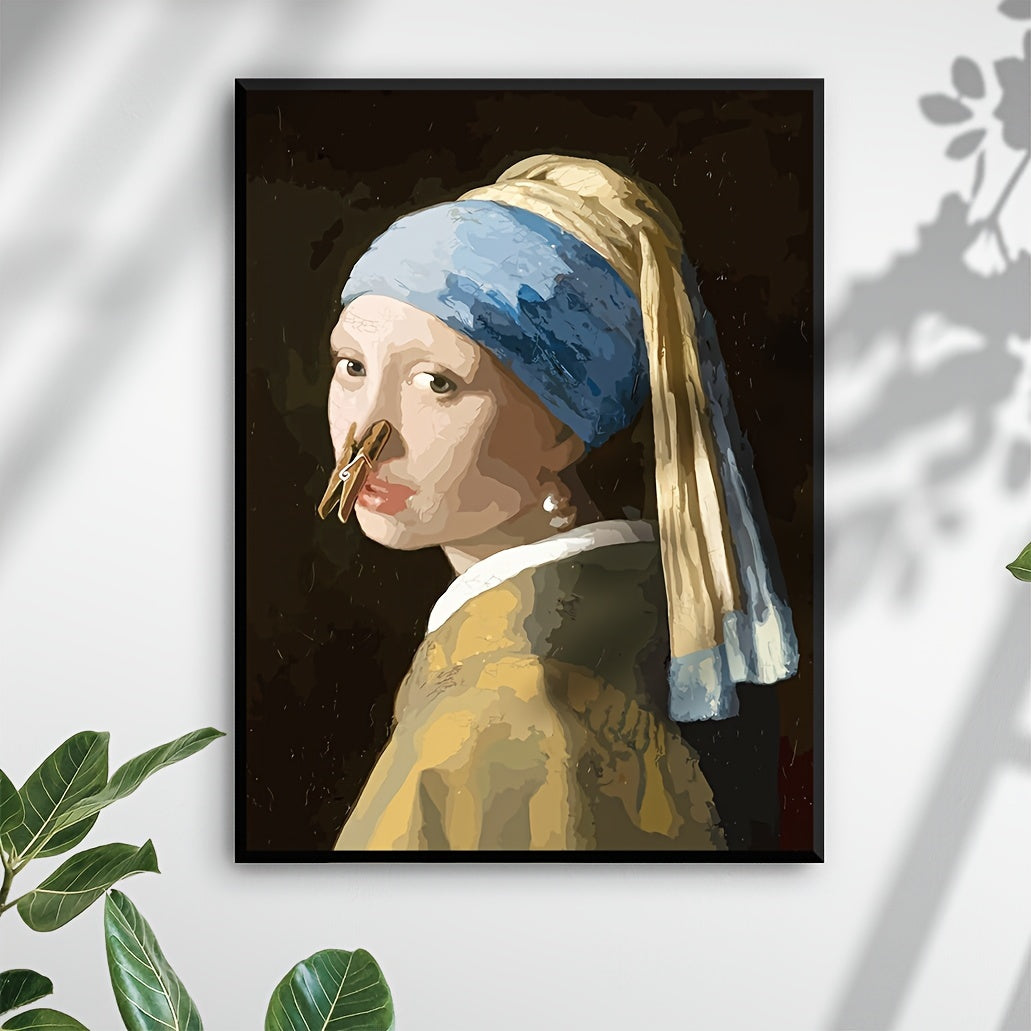 Funny bathroom wall poster, waterproof canvas, 15.7x11.4 inch