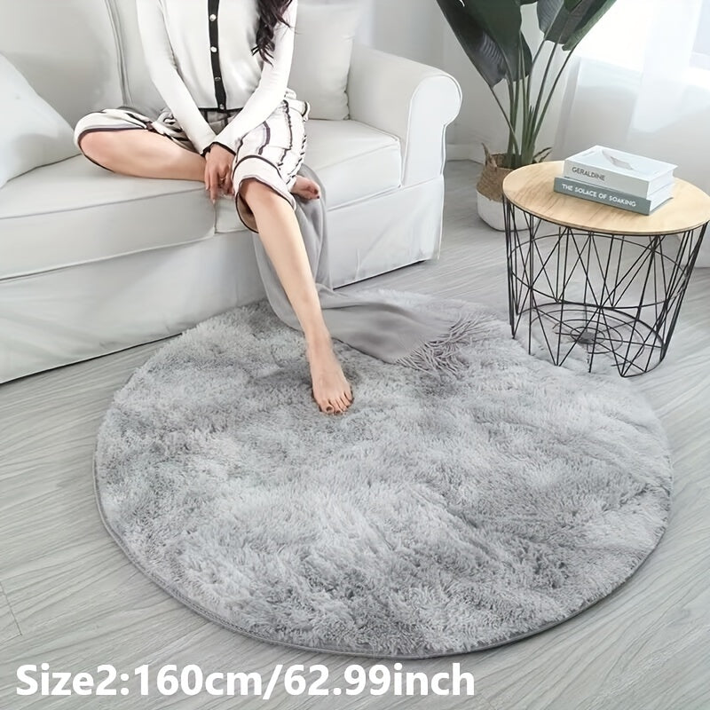 Round plush rug tie-dye soft non-slip, living room bedroom yoga mat