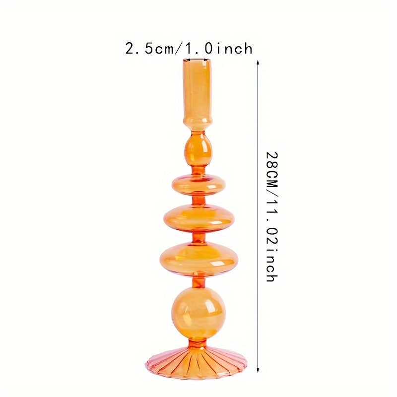 Glass candlestick set minimalist lacquered table decor for romantic dinner