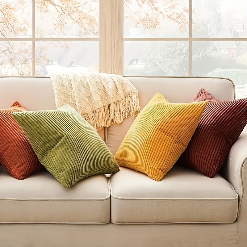 Bohemian rib stripe cushion cover soft woven polyester with zip closure