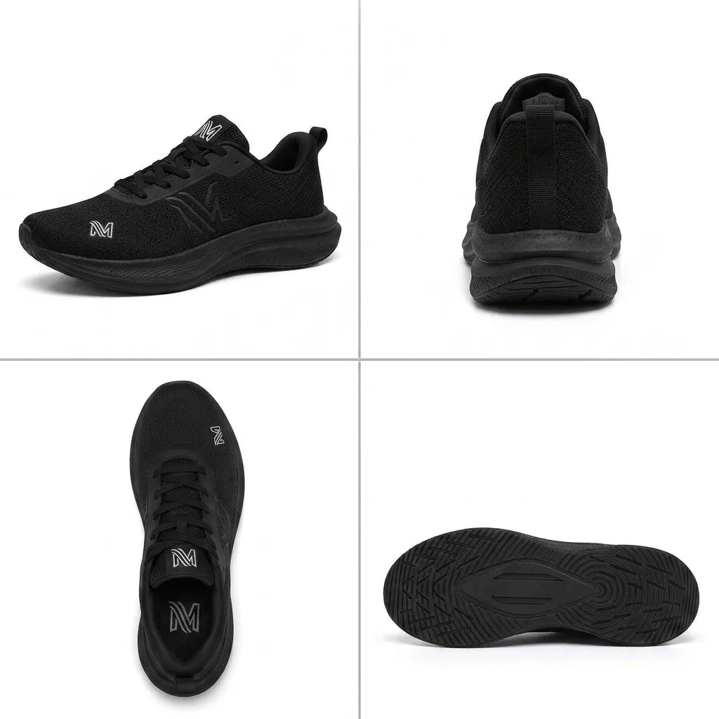 Men orthopedic sneakers wide toe box arch support breathable knit black