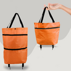 2-in-1 convertible shopping trolley bag with retractable wheels, foldable and lightweight