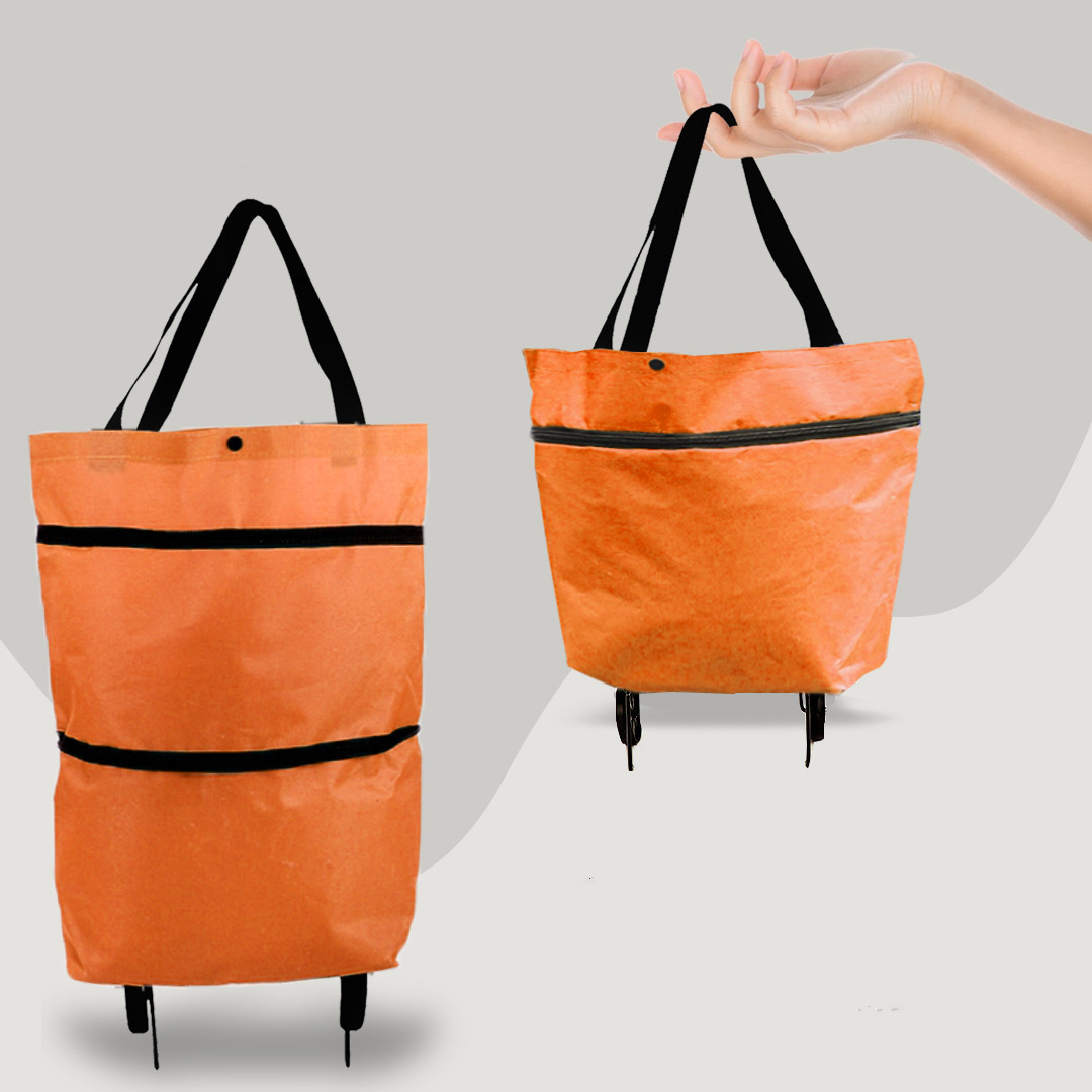 2-in-1 convertible shopping trolley bag with retractable wheels, foldable and lightweight
