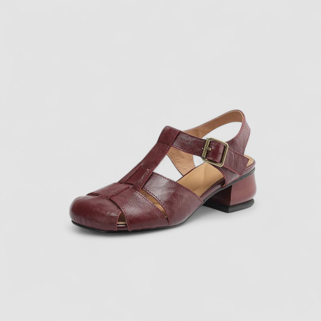 Women Mary Jane heels square toe block heel orthopedic with side cutouts