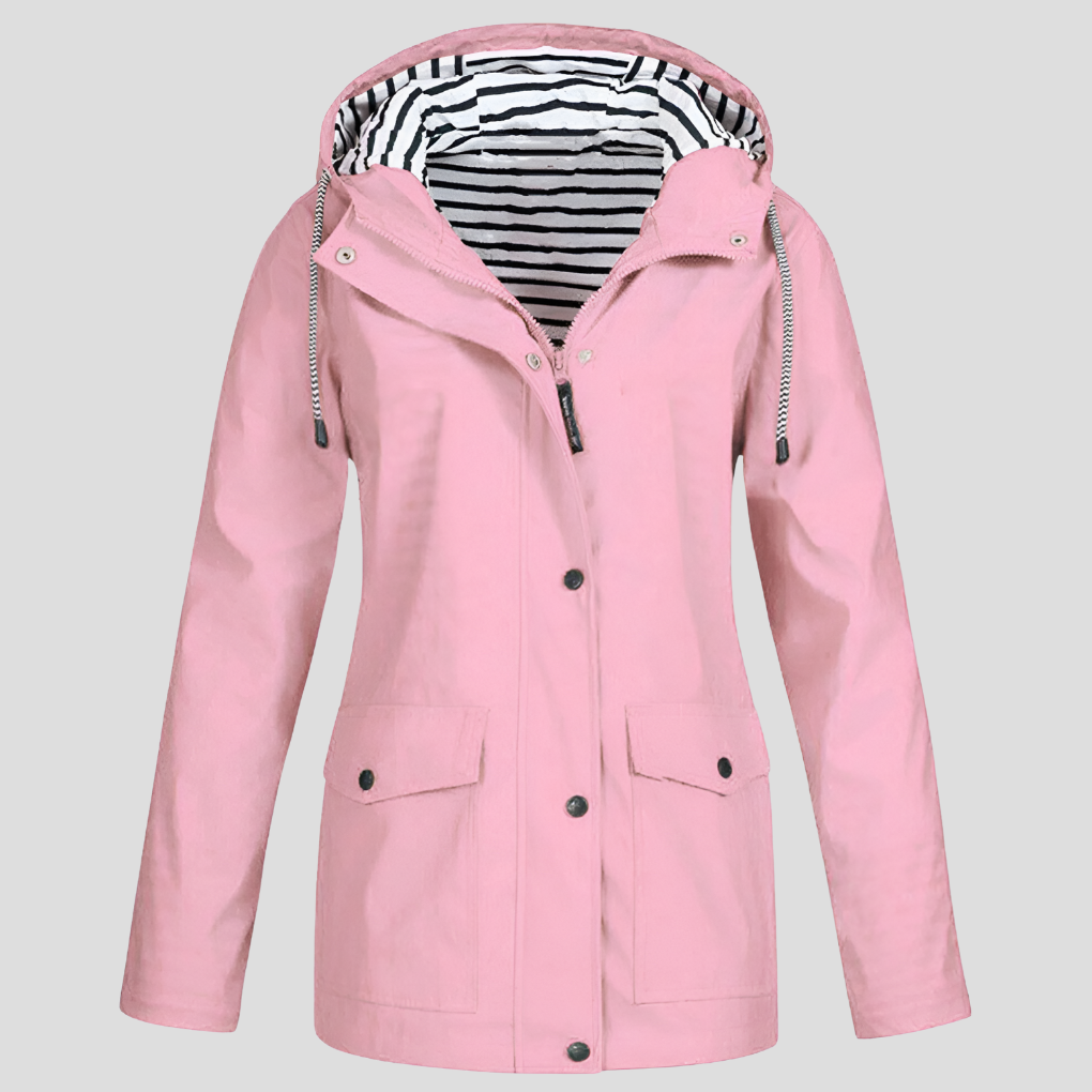 Women hooded water-resistant windproof jacket lightweight polyester