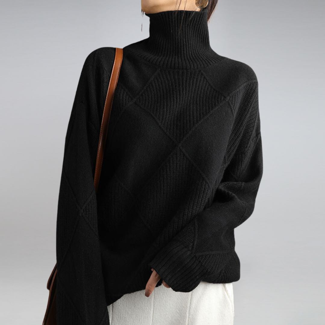 Women's cashmere turtleneck sweater, soft warm roll neck knit, elegant winter style